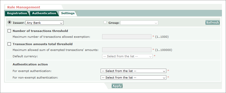Settings tab